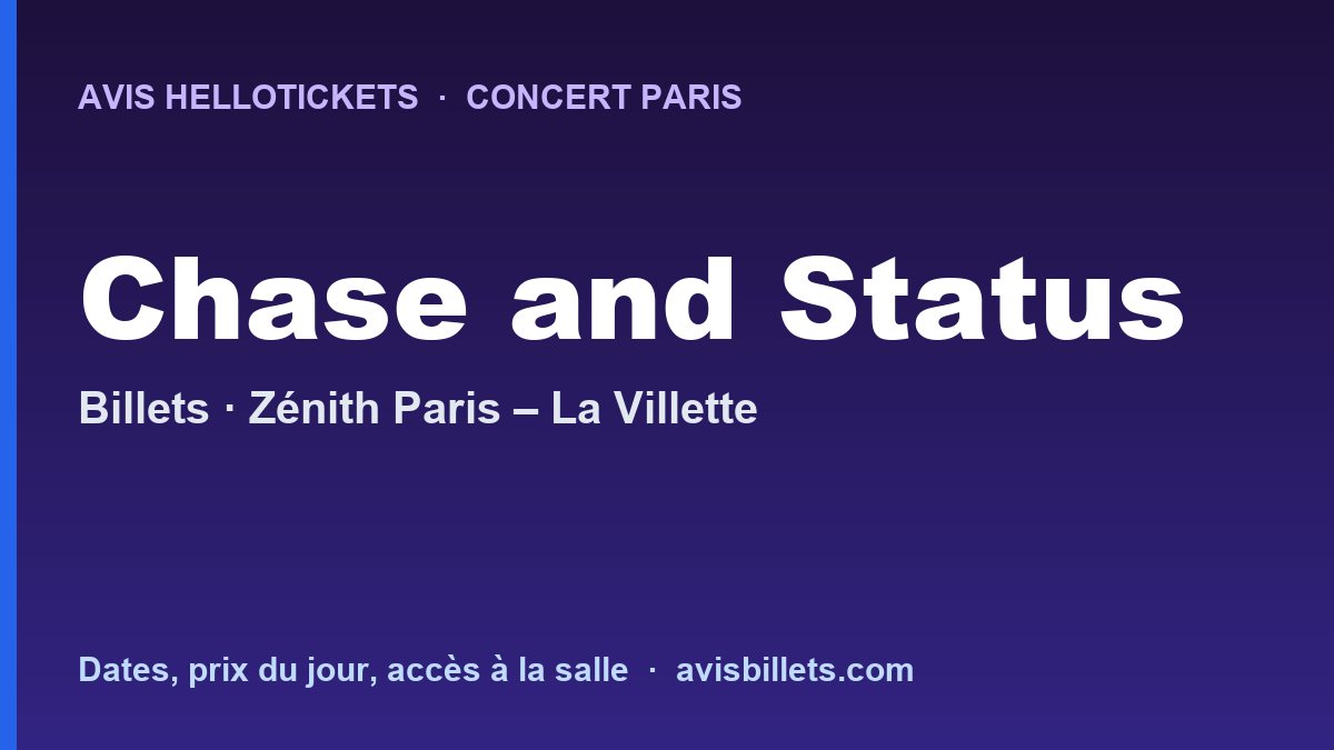Avis Hellotickets Chase & Status Paris 2027 : billets du concert
