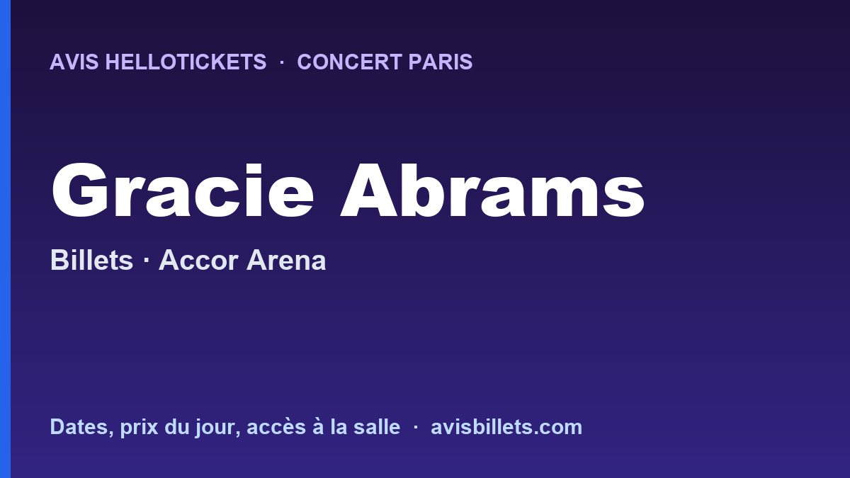 Avis Hellotickets Gracie Abrams Paris 2027 : billets du concert