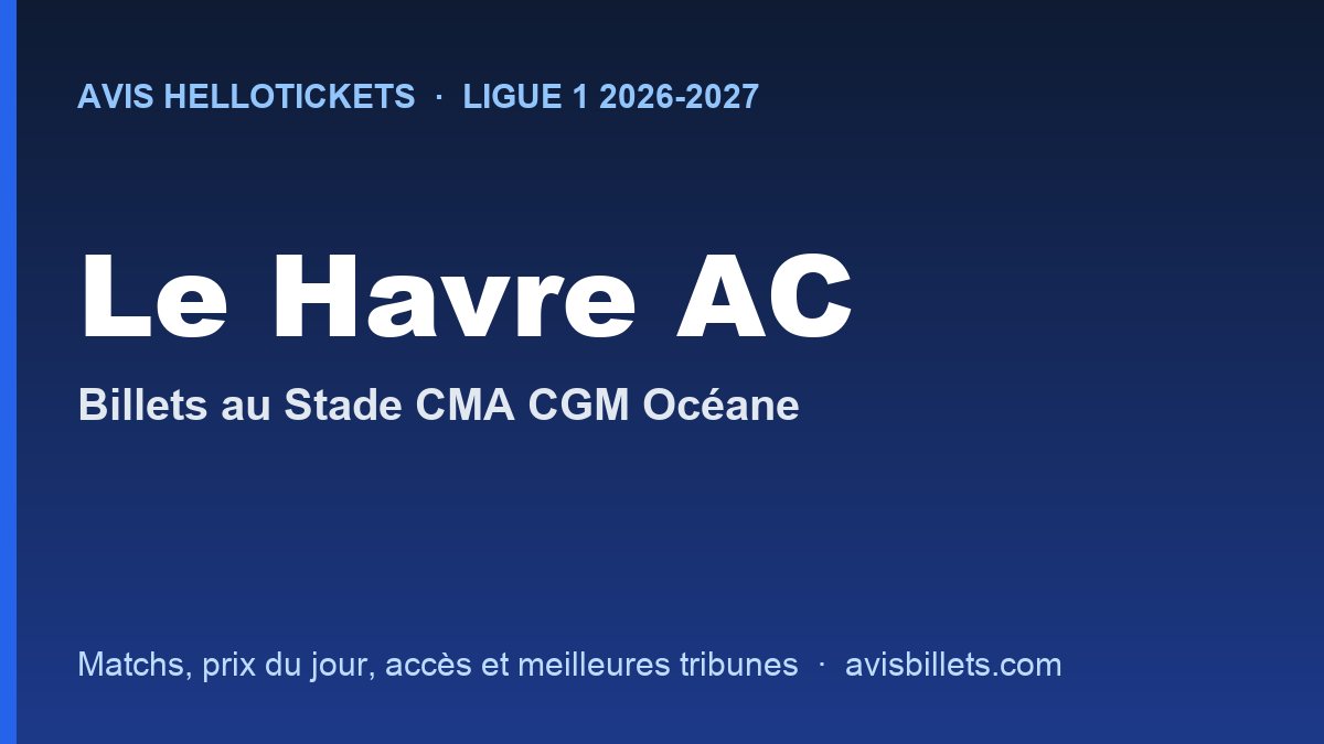 Avis Hellotickets Le Havre AC 2026-2027 : billets pour les matchs au Stade CMA CGM Océane