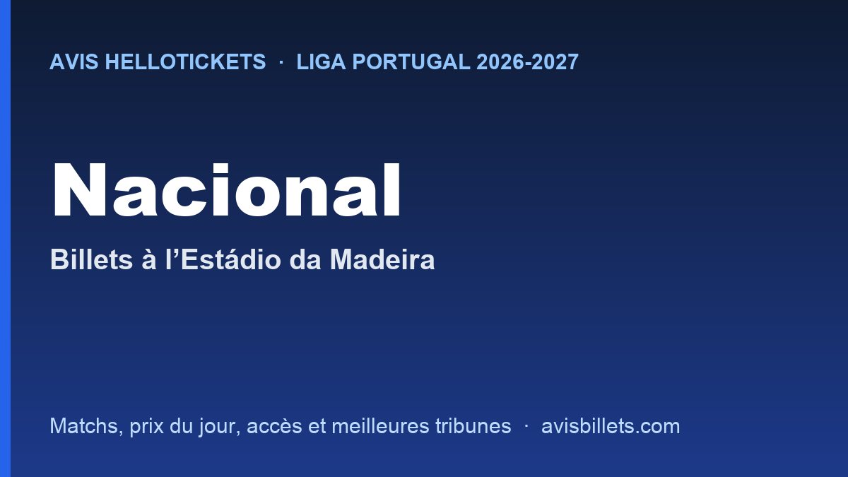 Avis Hellotickets Nacional 2026-2027 : billets pour les matchs à l’Estádio da Madeira