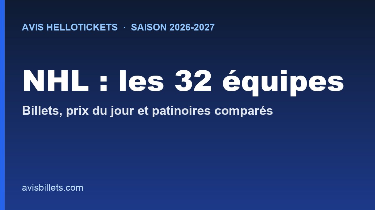 Avis Hellotickets NHL : billets des 32 équipes comparés