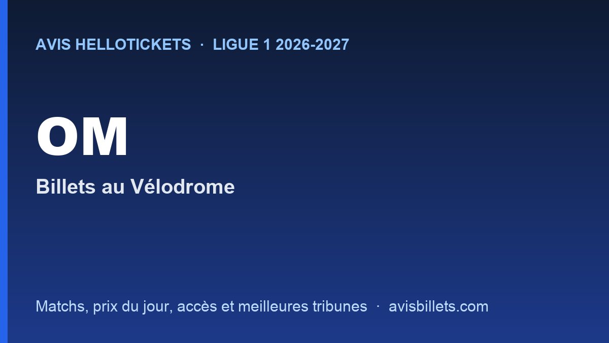Avis Hellotickets OM 2026-2027 : billets pour les matchs au Vélodrome