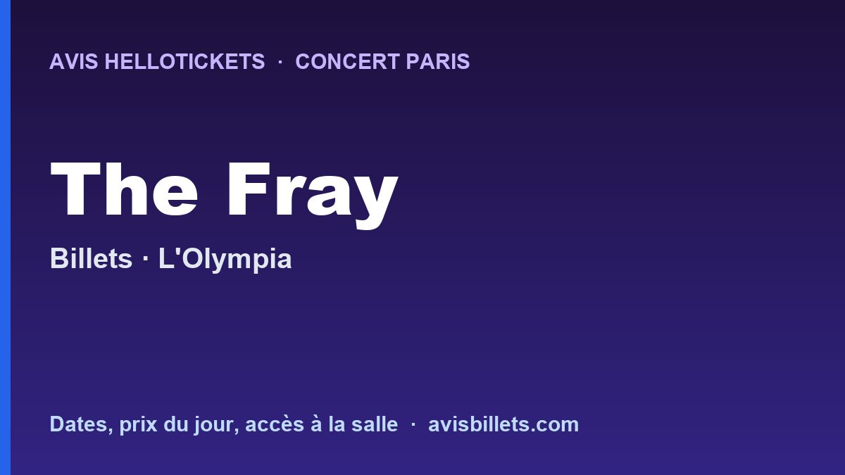 Avis Hellotickets The Fray Paris 2026 : billets du concert